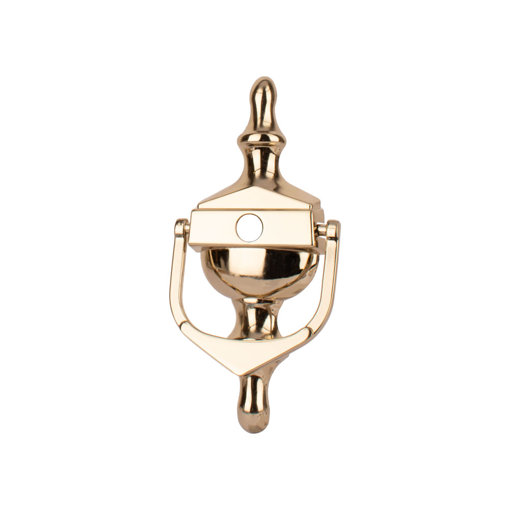 Timber Series Victorian Door Knocker with Spyhole - Polished Gold